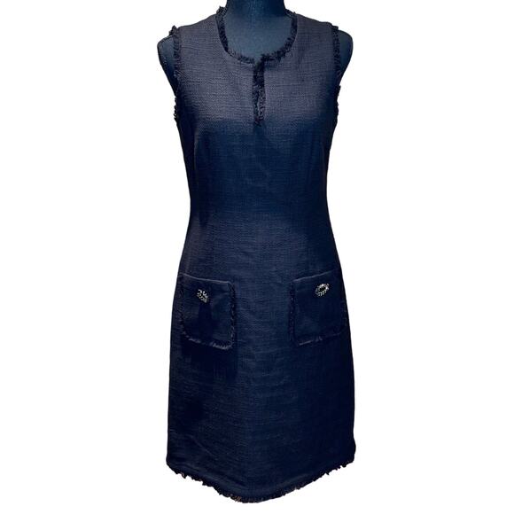 Women's Karl Lagerfeld Black Tweed Style Sleeveless Shift Dress, Size 6, EUC - Picture 1 of 4